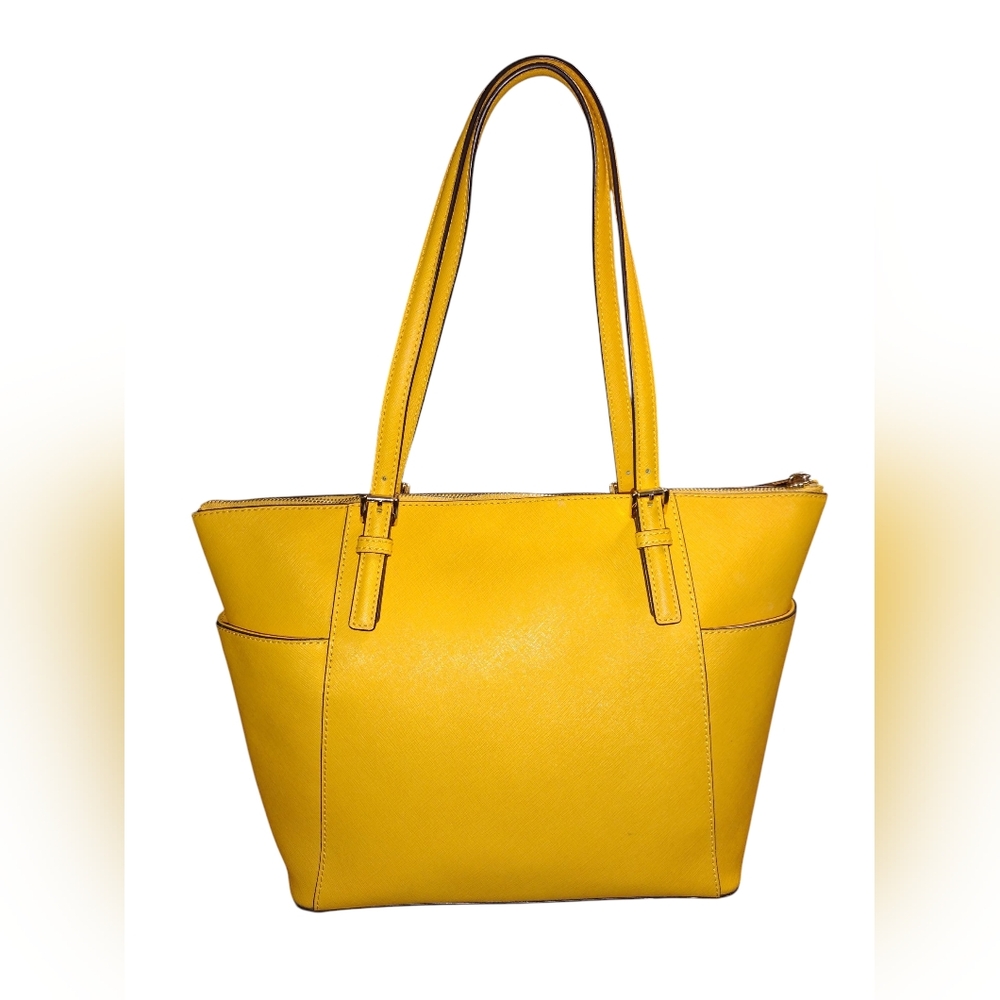 Michael Kors Jet Set Saffiano Leather Top Zip Sunny Yellow Tote NWOT - Picture 2 of 4
